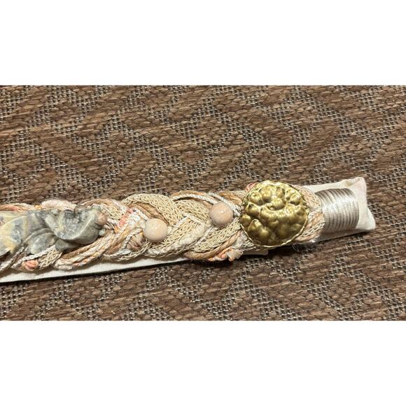 Vintage Carolyn Tanner Designs Braided Belt Cream Textured 36" long 2" wide - Picture 4 of 10